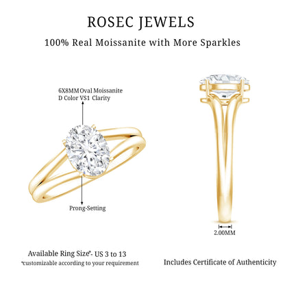 1 Carat Oval Moissanite Engagement Ring With Certificate