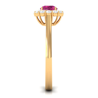 0.45 Carat Pink Tourmaline and Diamond Halo Engagement Ring
