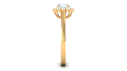 0.3 Carat Moonstone and Diamond Floating Halo Engagement Ring