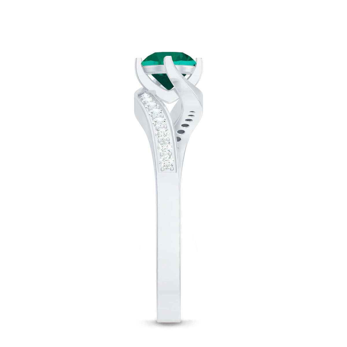 Certified 0.8 Carat Lab Grown Emerald Diamond Bypass Engagement Ring