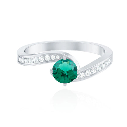 Certified 0.8 Carat Lab Grown Emerald Diamond Bypass Engagement Ring