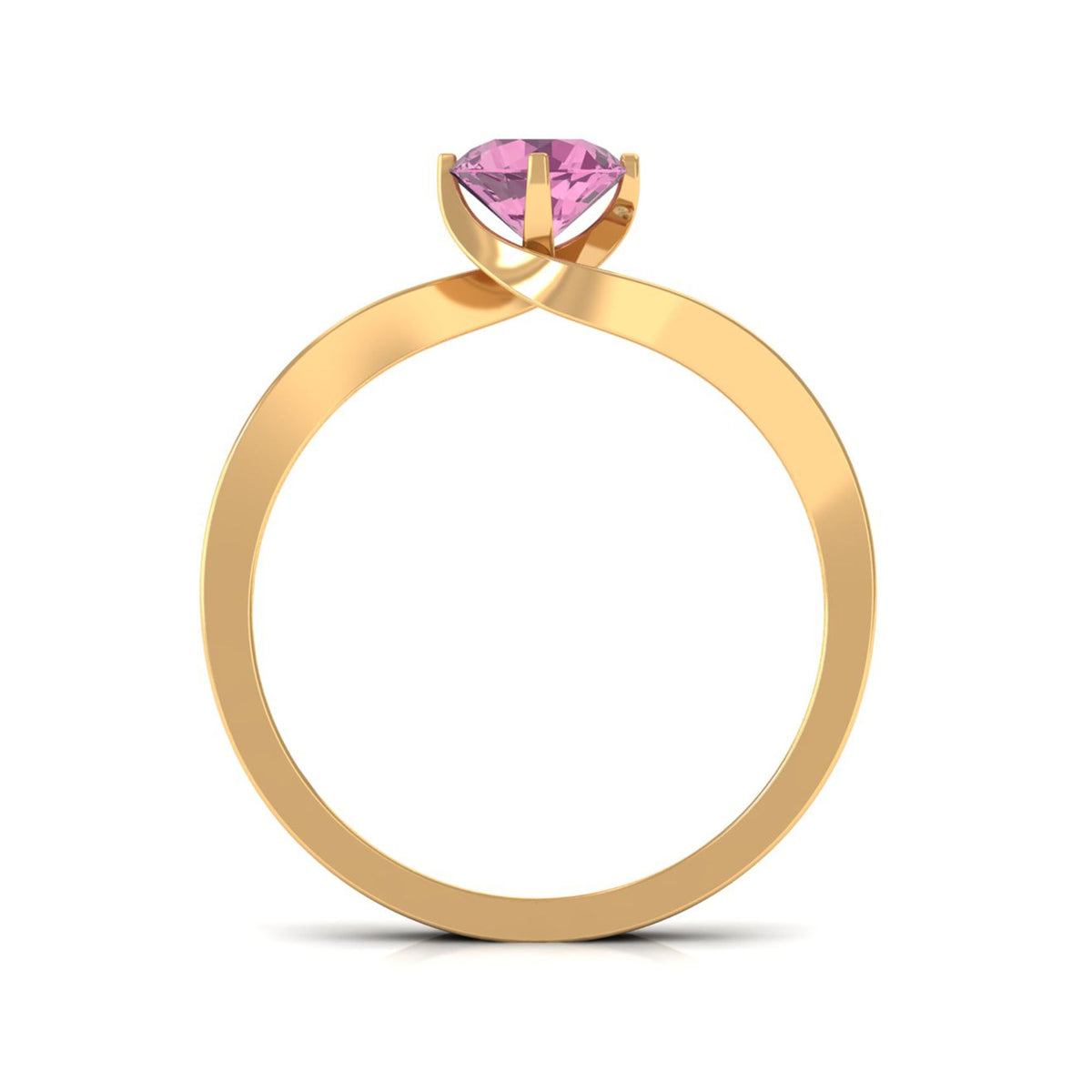 Pink Tourmaline Solitaire Bypass Ring with Diamond