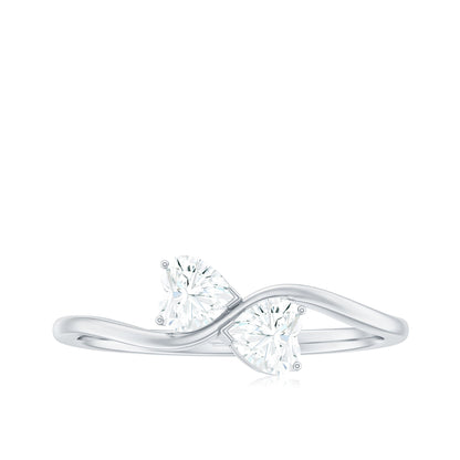 Heart Shape Moissanite Toi Et Moi Promise Ring