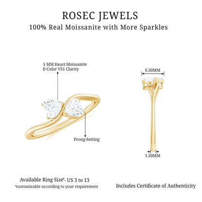 Heart Shape Moissanite Toi Et Moi Promise Ring