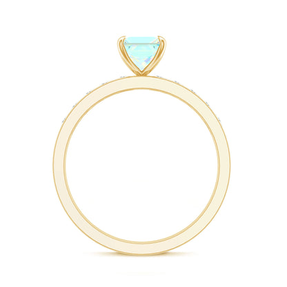 Certified Real Ethiopian Opal Princess Cut Engagement Ring with Diamond
