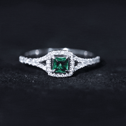 Certified Princess Cut Lab Grown Emerald Diamond Promise Ring