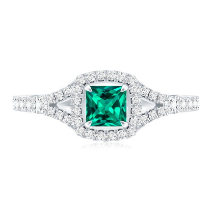 Certified Princess Cut Lab Grown Emerald Diamond Promise Ring