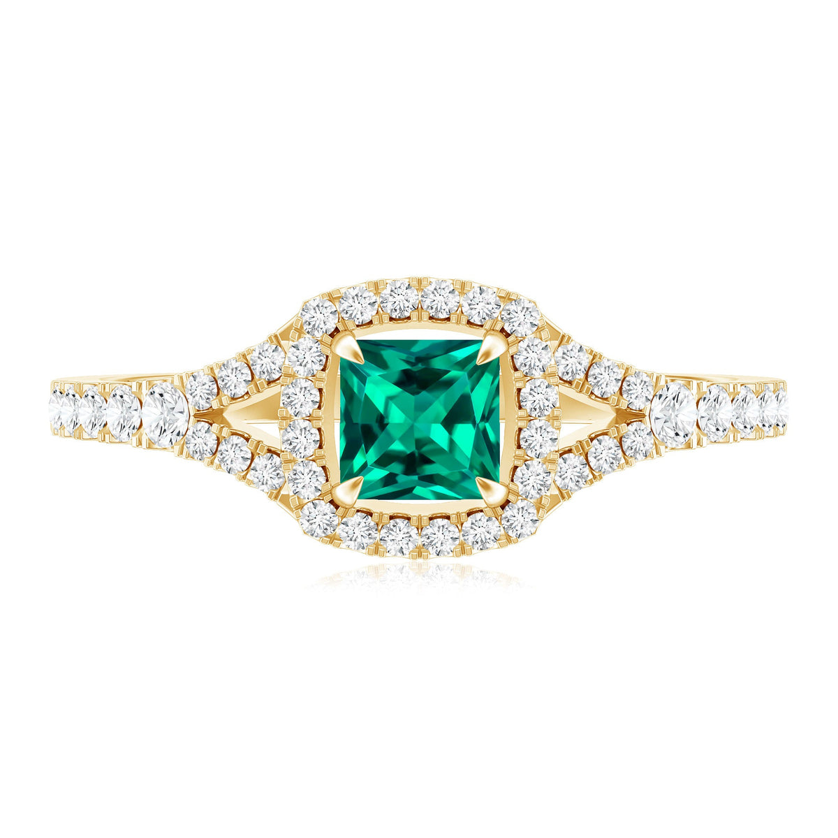 Certified Princess Cut Lab Grown Emerald Diamond Promise Ring