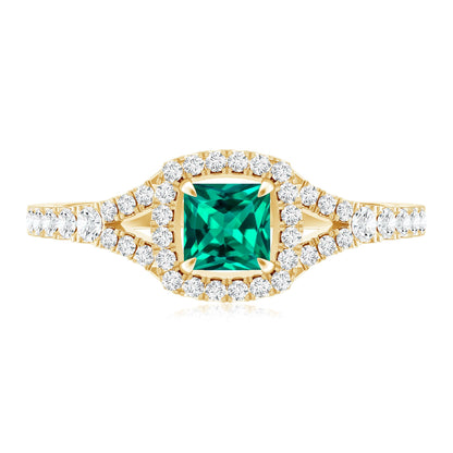 Certified Princess Cut Lab Grown Emerald Diamond Promise Ring