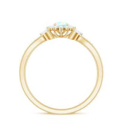 Certified Opalescent Diamond Flower Engagement Ring with Natural Diamonds