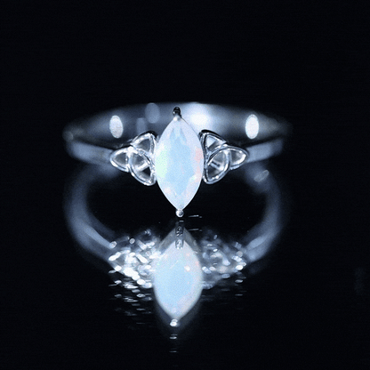 Natural Ethiopian Opal October Birthstone Ring with Celtic Knot