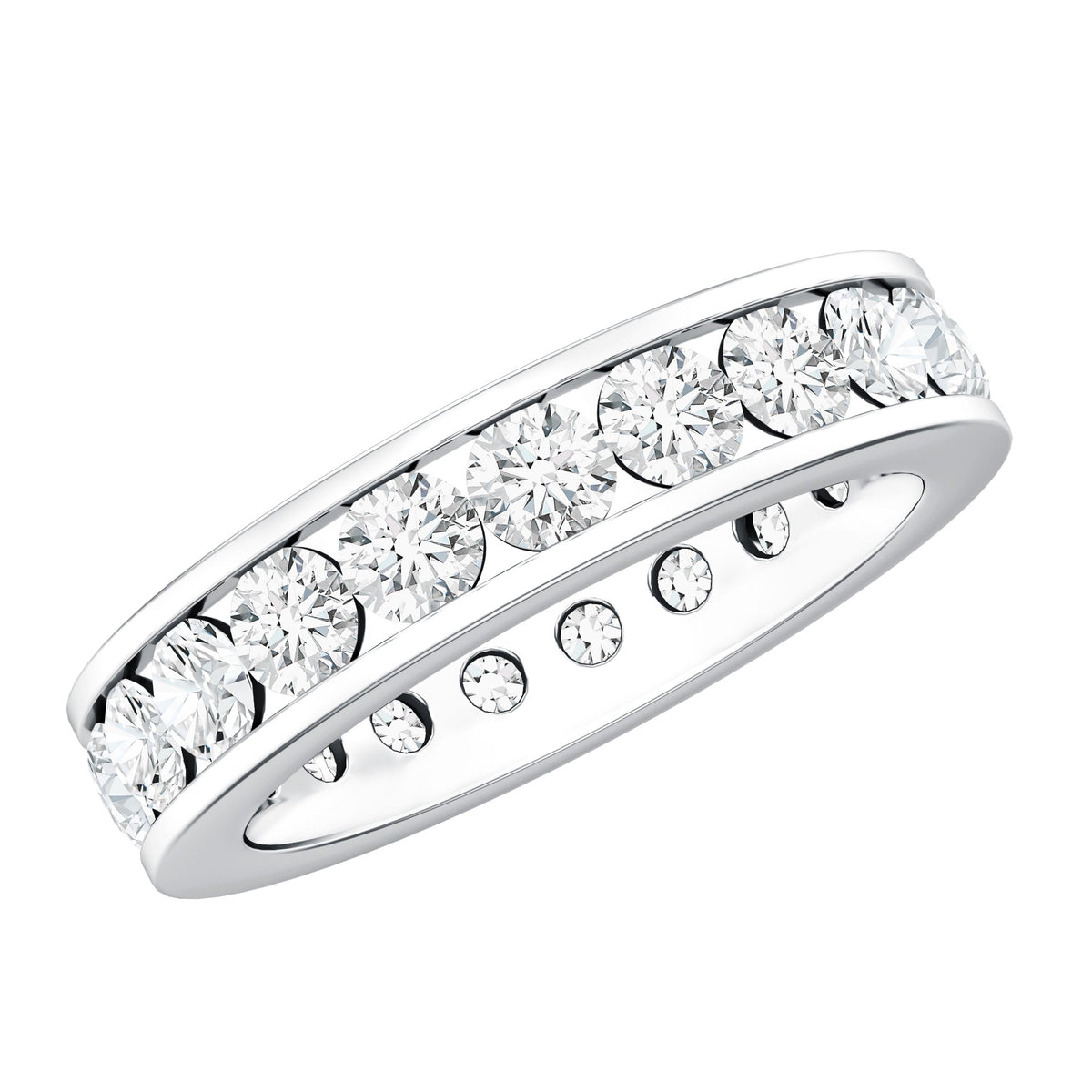 Certified Moissanite Channel Set Eternity Ring for Anniversary