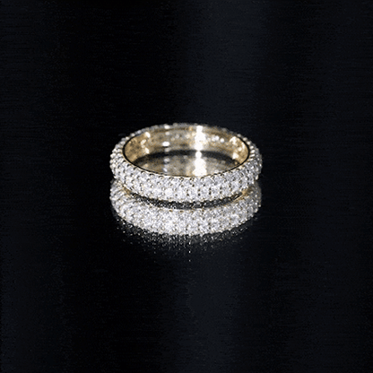 Pave Set Certified Moissanite Three Row Eternity Band