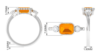 1 Carat East West Fire Opal Engagement Ring with Diamond