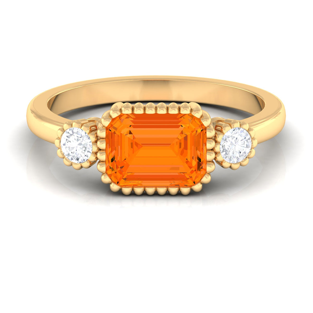 1 Carat East West Fire Opal Engagement Ring with Diamond