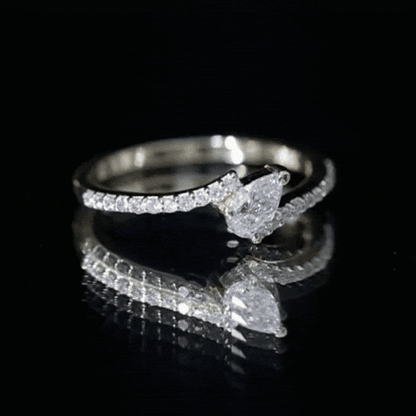 Pear Shaped Moissanite Bypass Promise Ring for Her