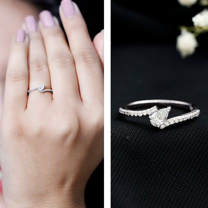 Pear Shaped Moissanite Bypass Promise Ring for Her