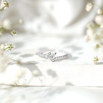 Pear Shaped Moissanite Bypass Promise Ring for Her