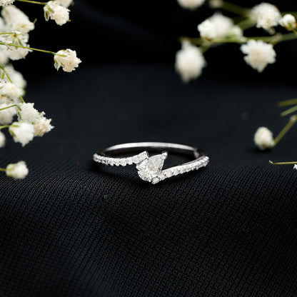 Pear Shaped Moissanite Bypass Promise Ring for Her
