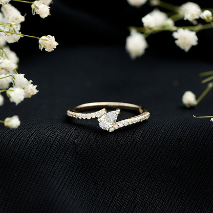 Pear Shaped Moissanite Bypass Promise Ring for Her