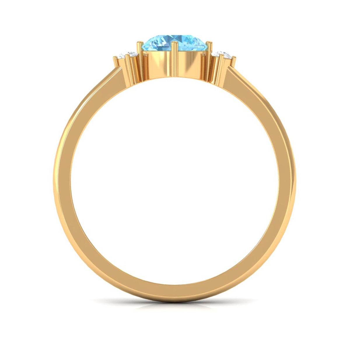 Natural 0.8 Carat Round Aquamarine Promise Ring with Diamond