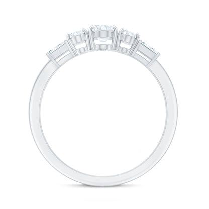 Oval Moissanite Three Stone Anniversary Ring for Women