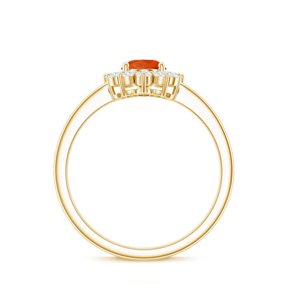 0.6 Carat Princess Diana Inspired Fire Opal and Diamond Engagement Ring