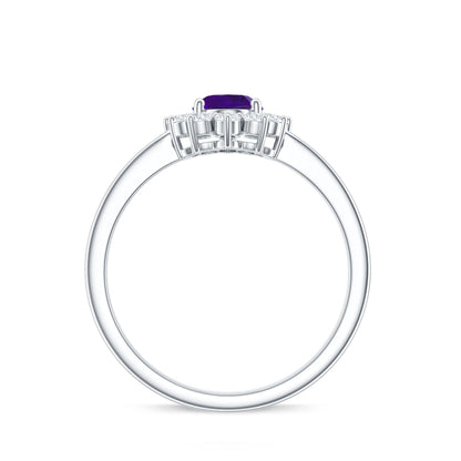 1 Carat Princess Diana Inspired Amethyst Engagement Ring Diamond Halo