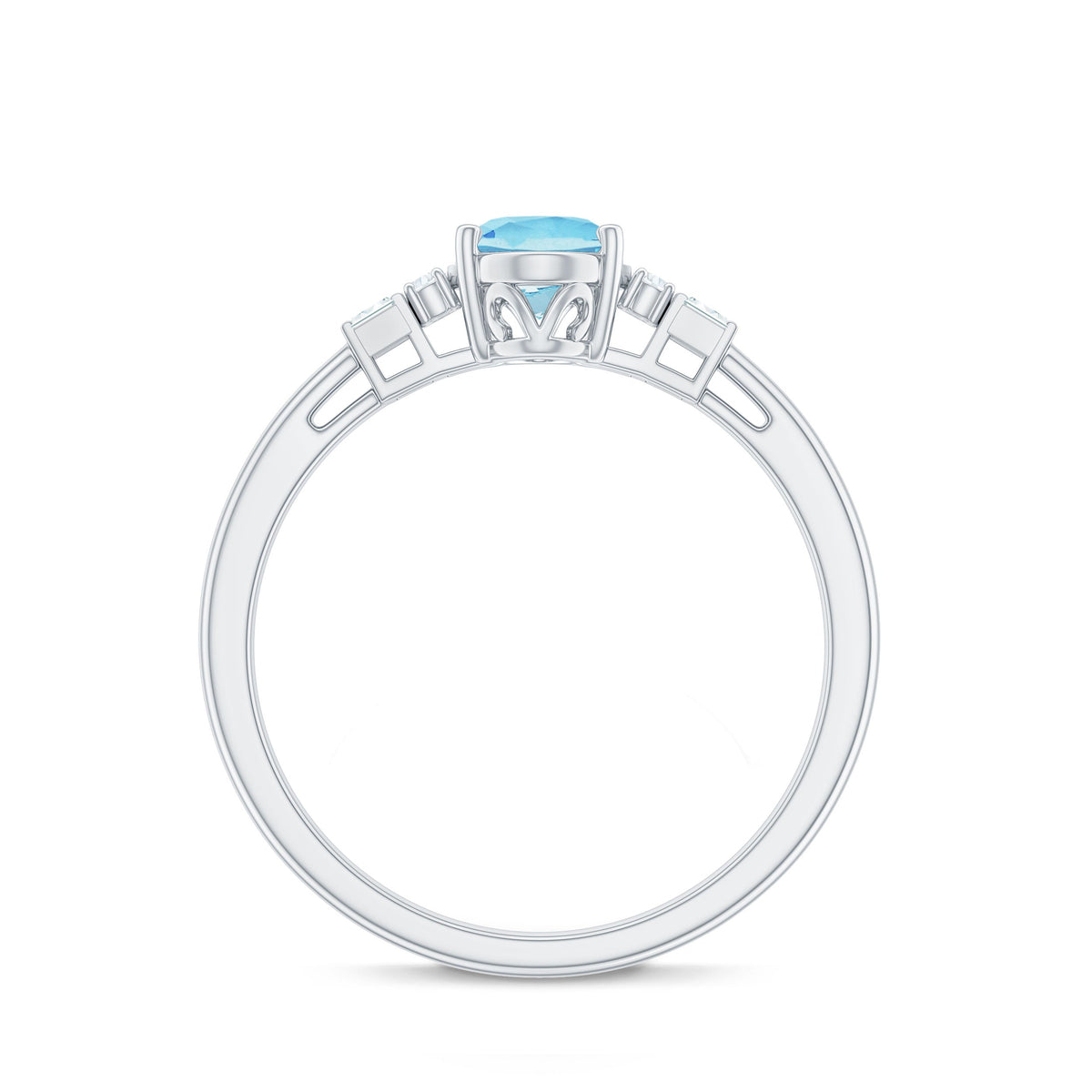 Oval Cut Aquamarine Classic Engagement Ring with Diamond