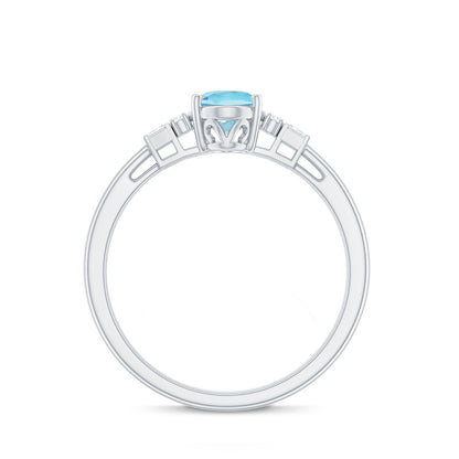Oval Cut Aquamarine Classic Engagement Ring with Diamond