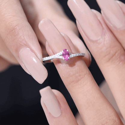 0.42 Carat Lab Grown Ruby and Diamond Solitaire Ring with Split Shank