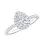 Certified 0.7 Carat Pear Shaped Moissanite Halo Engagement Ring