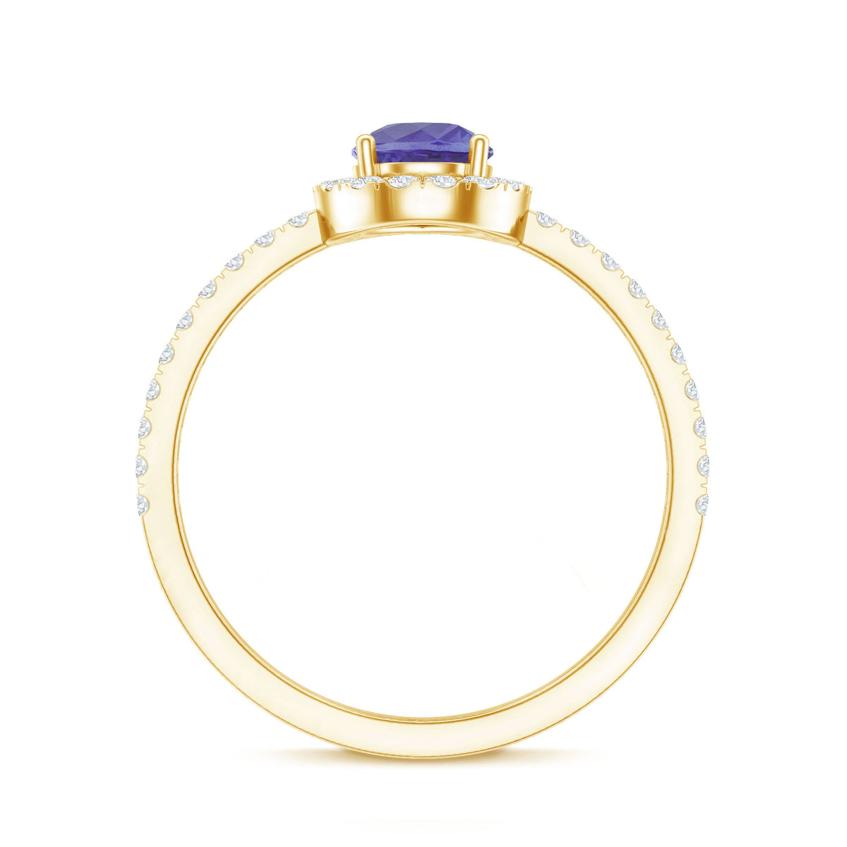 Real 0.84 Carat Tanzanite Teardrop Engagement Ring with Diamond Halo