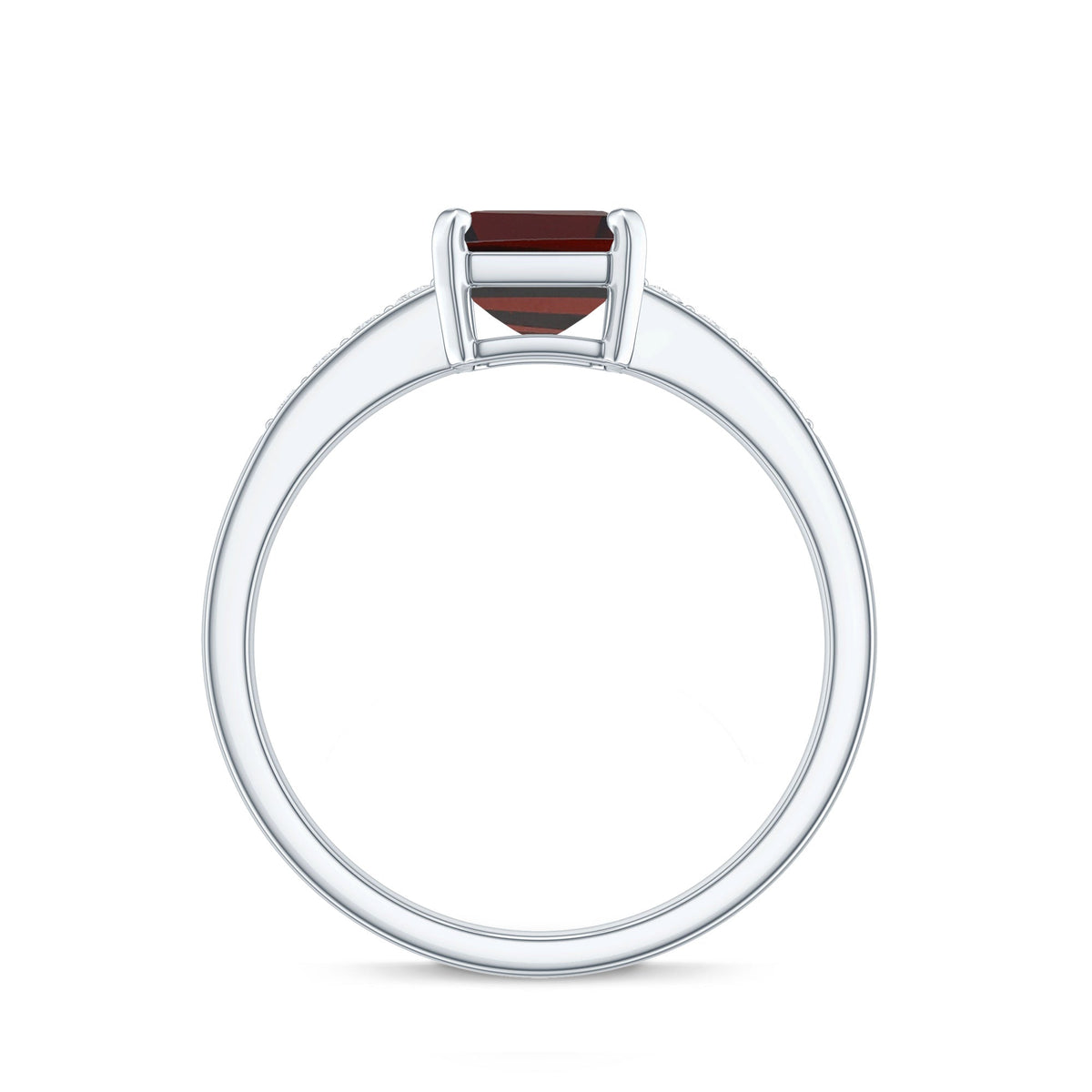 Certified Natural 2 Carat Garnet Emerald Cut Engagement Ring with Diamond