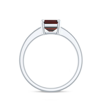 Certified Natural 2 Carat Garnet Emerald Cut Engagement Ring with Diamond