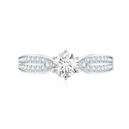 Elegant Round Moissanite Engagement Ring with Side Stones
