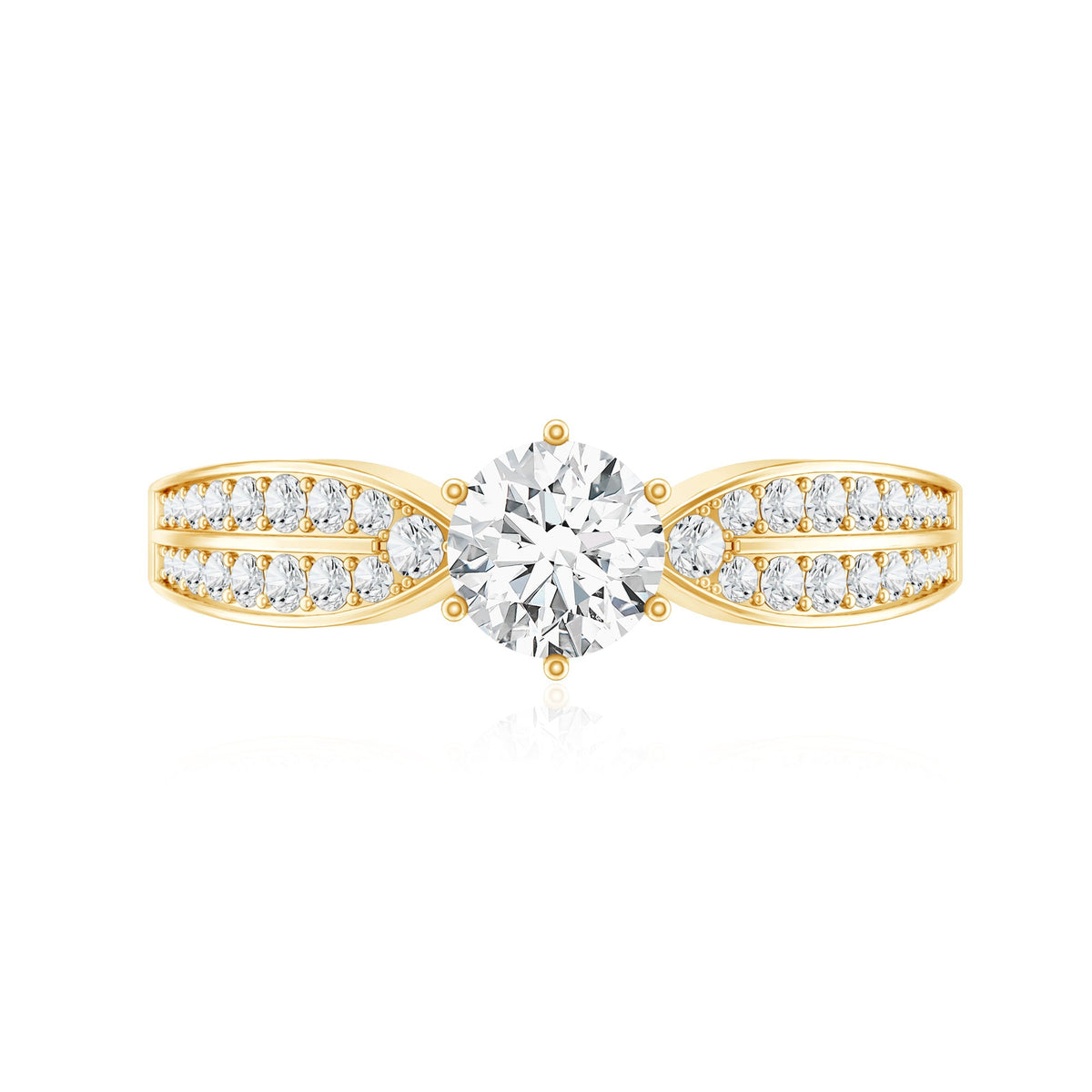 Elegant Round Moissanite Engagement Ring with Side Stones