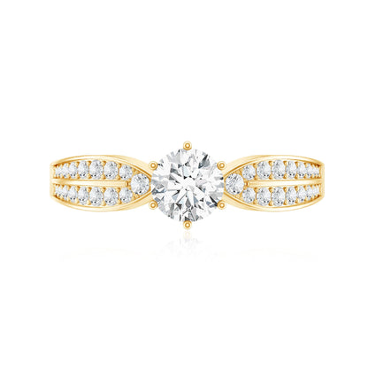 Elegant Round Moissanite Engagement Ring with Side Stones