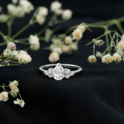 Brilliant Cut Moissanite Trio Engagement Ring For Women