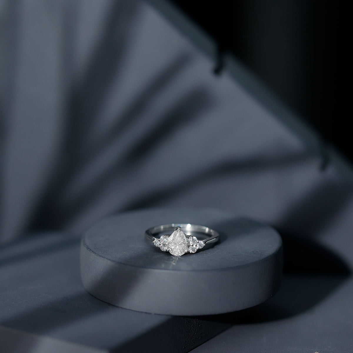Brilliant Cut Moissanite Trio Engagement Ring For Women