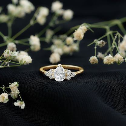 Brilliant Cut Moissanite Trio Engagement Ring For Women