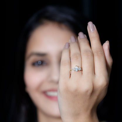 Brilliant Cut Moissanite Trio Engagement Ring For Women