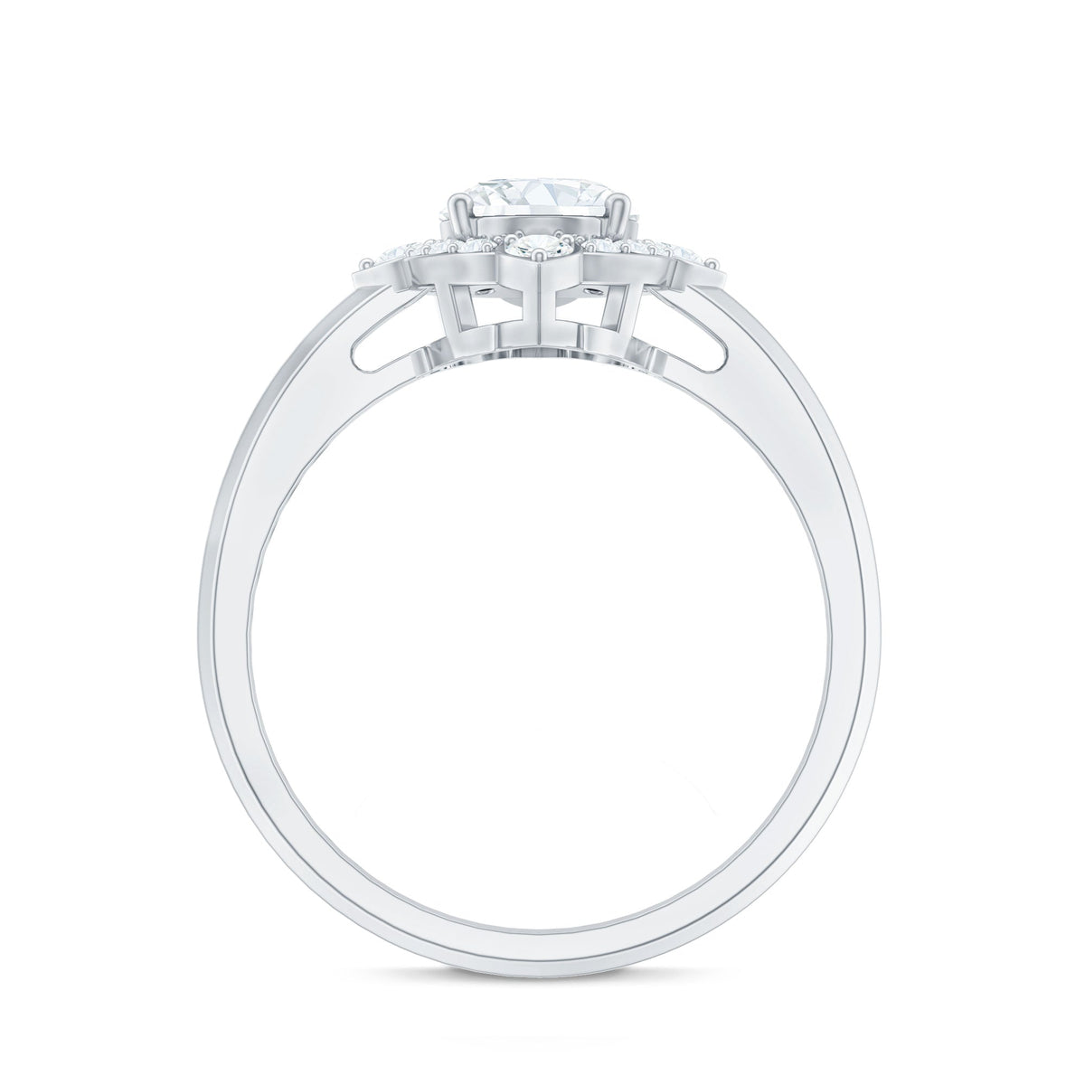 Vintage Style Oval Shaped Moissanite Halo Engagement Ring