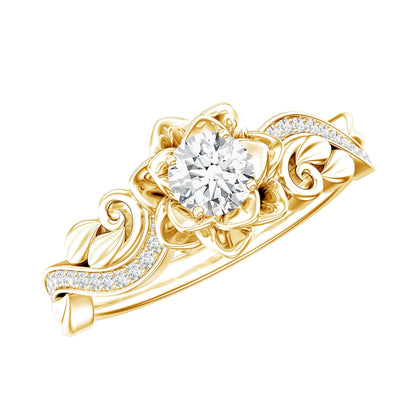 Certified Flower Inspired Moissanite Engagement Ring For Women