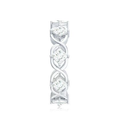 Certified Princess Cut Moissanite Wedding Band Ring