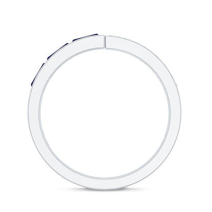 Natural Blue Sapphire Diamond Anniversary Band Ring
