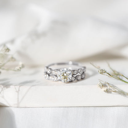 2 Carat Brilliant Cut Moissanite Bridal Ring Set