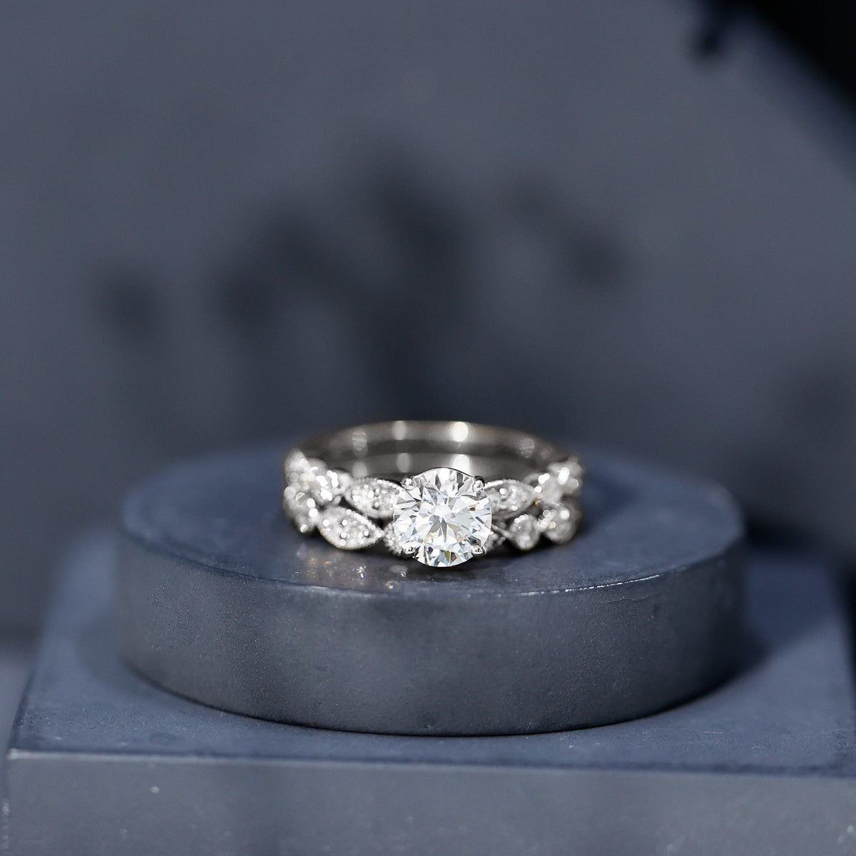 2 Carat Brilliant Cut Moissanite Bridal Ring Set