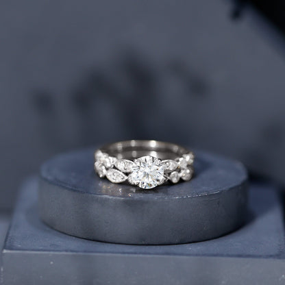 2 Carat Brilliant Cut Moissanite Bridal Ring Set