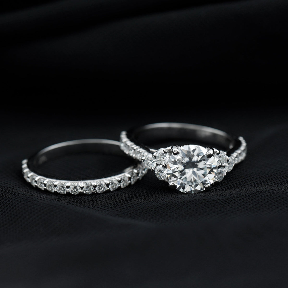 Certified 2 Carat Moissanite Engagement Ring with Enhancer
